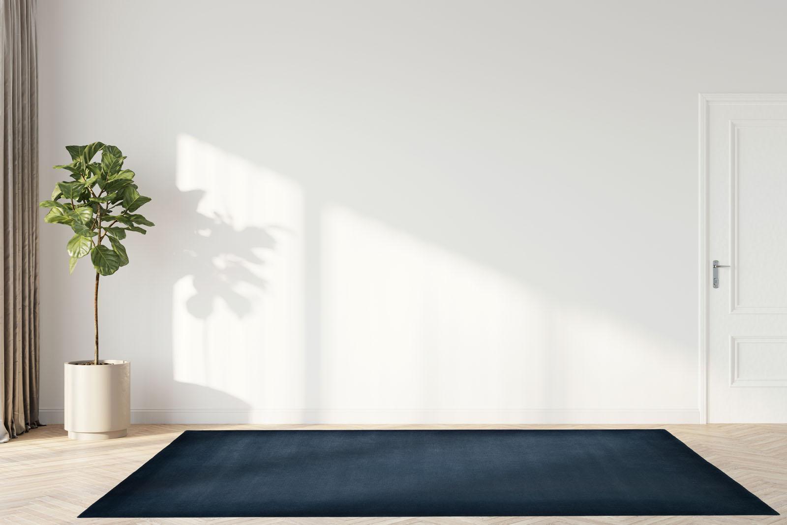 Wohnzimmer Teppich Phokara Melange Blau aus 100% Schurwolle, in der Farbe Blau | Homerugs - Detailsicht (5)