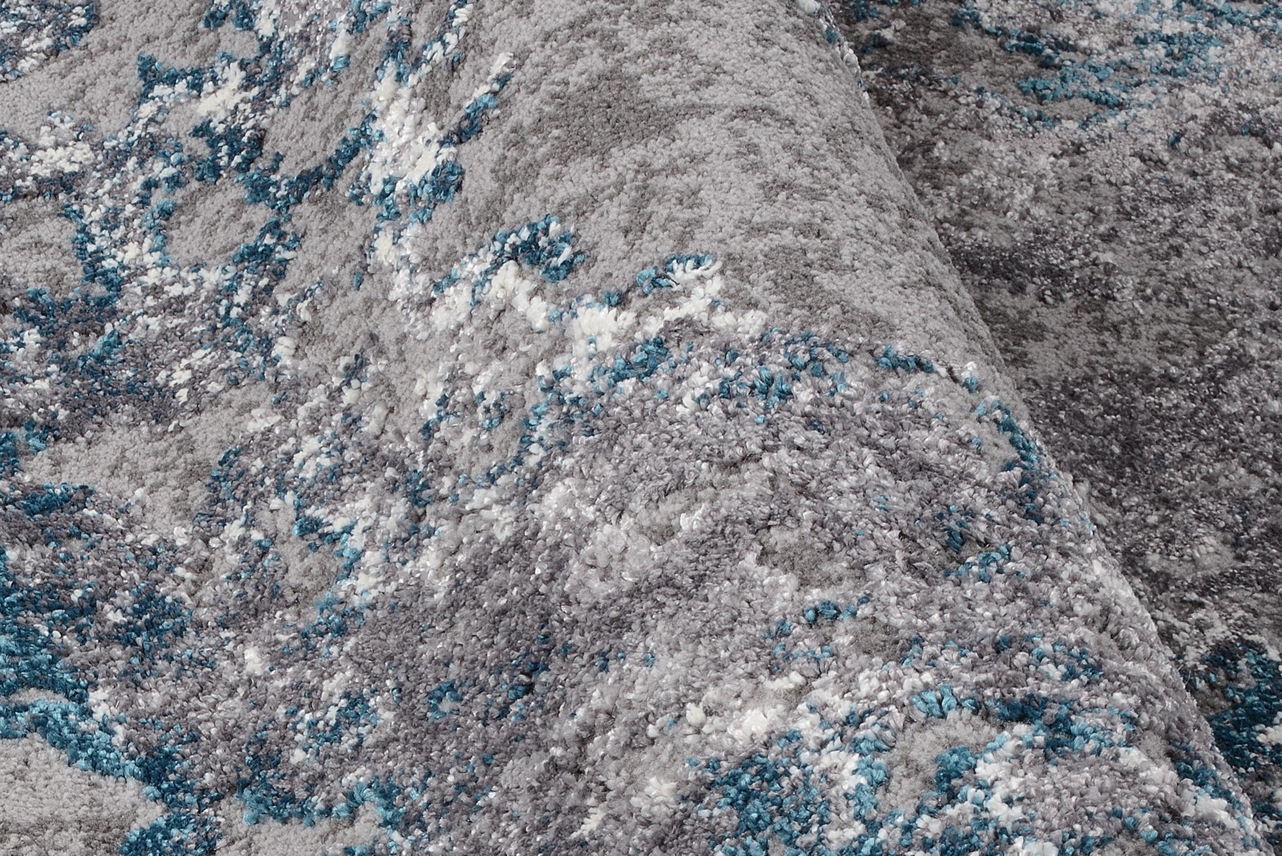 Schlafzimmer Teppich Expression Grau-Petrol aus 75% Polypropylen, 25% Polyester, in der Farbe Grau-Petrol | Homerugs - Detailsicht (5)