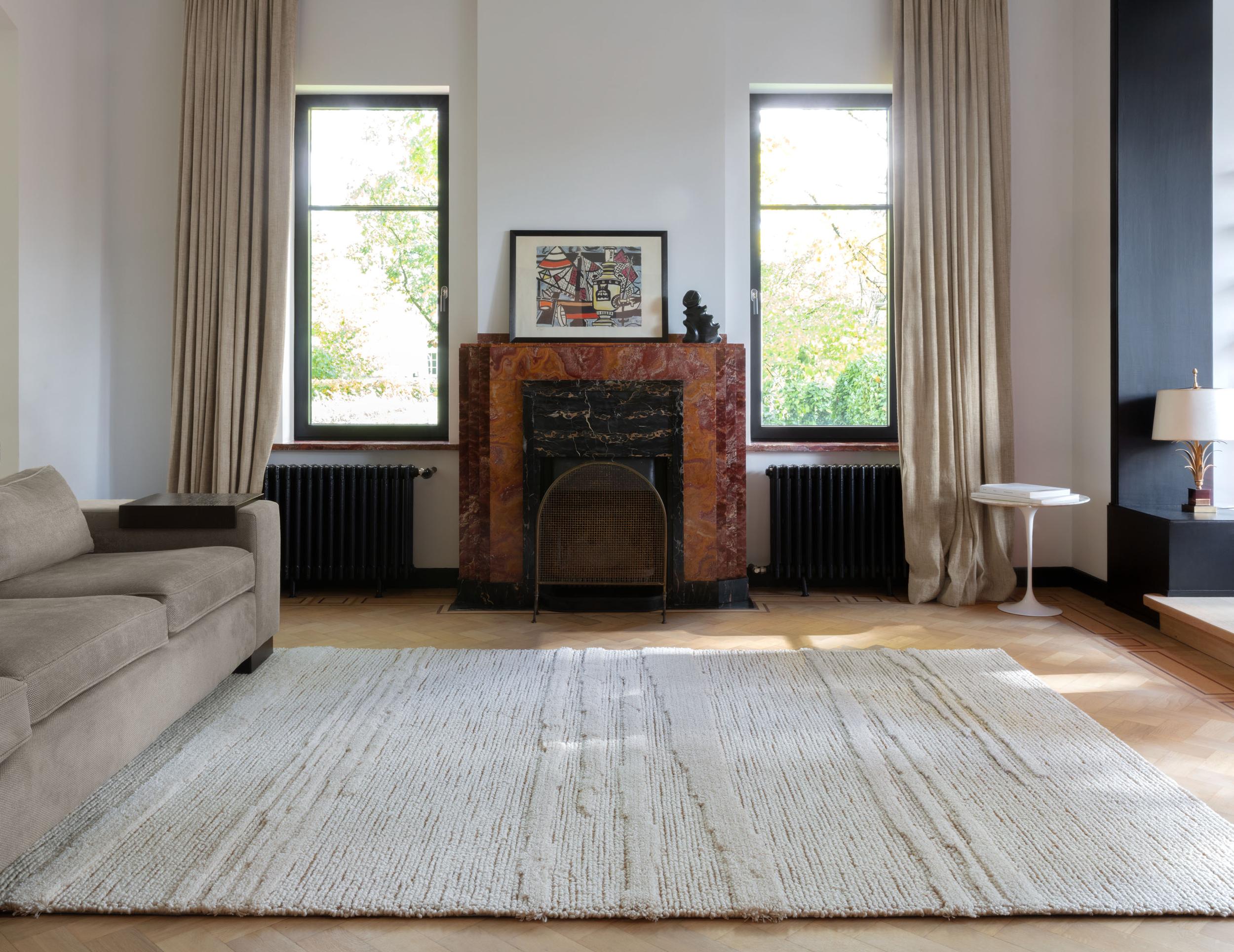 Wohnzimmer Teppich Santiago Pecan Tofu aus 100% Wolle, in der Farbe Pecan Tofu | Homerugs - Raumansicht