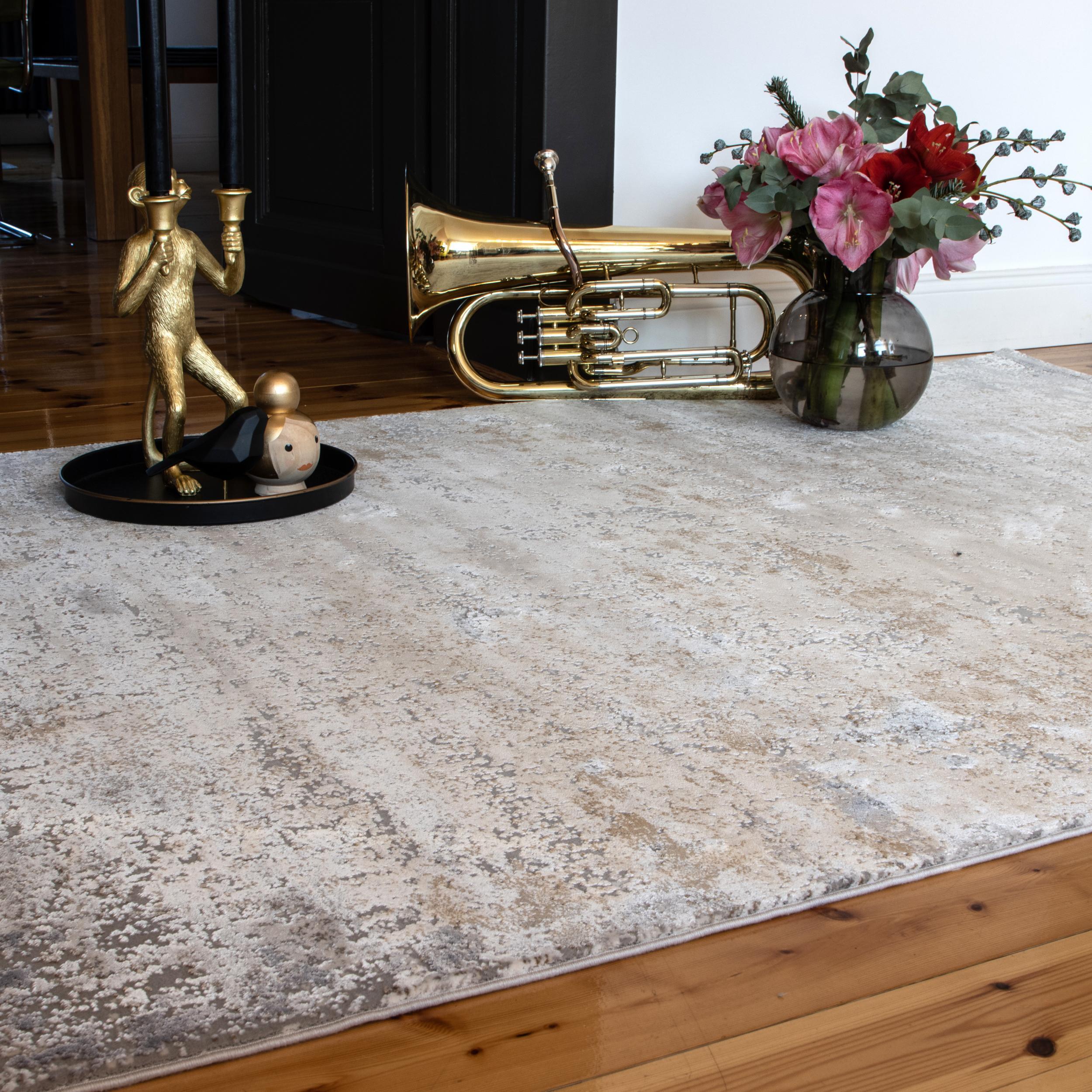 Schlafzimmer Teppich Taste of Silk 953 Cream/Taupe aus 80% Bambusseide, 20% Acryl (Schrumpfgarn), in der Farbe Cream/Taupe | Homerugs - Raumansicht