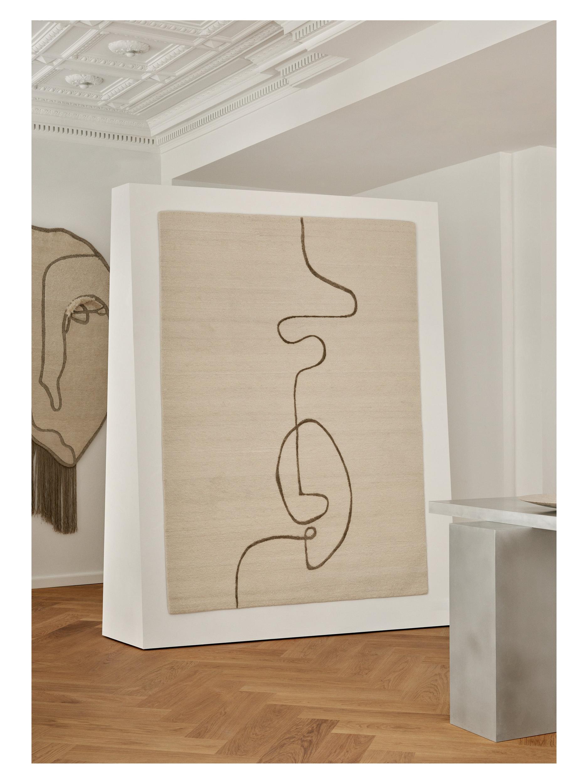 Wohnzimmer Teppich Facial Maze Ivory aus 35% Wolle, 35% Baumwolle, 30% Viskose, in der Farbe Ivory | Homerugs - Raumansicht