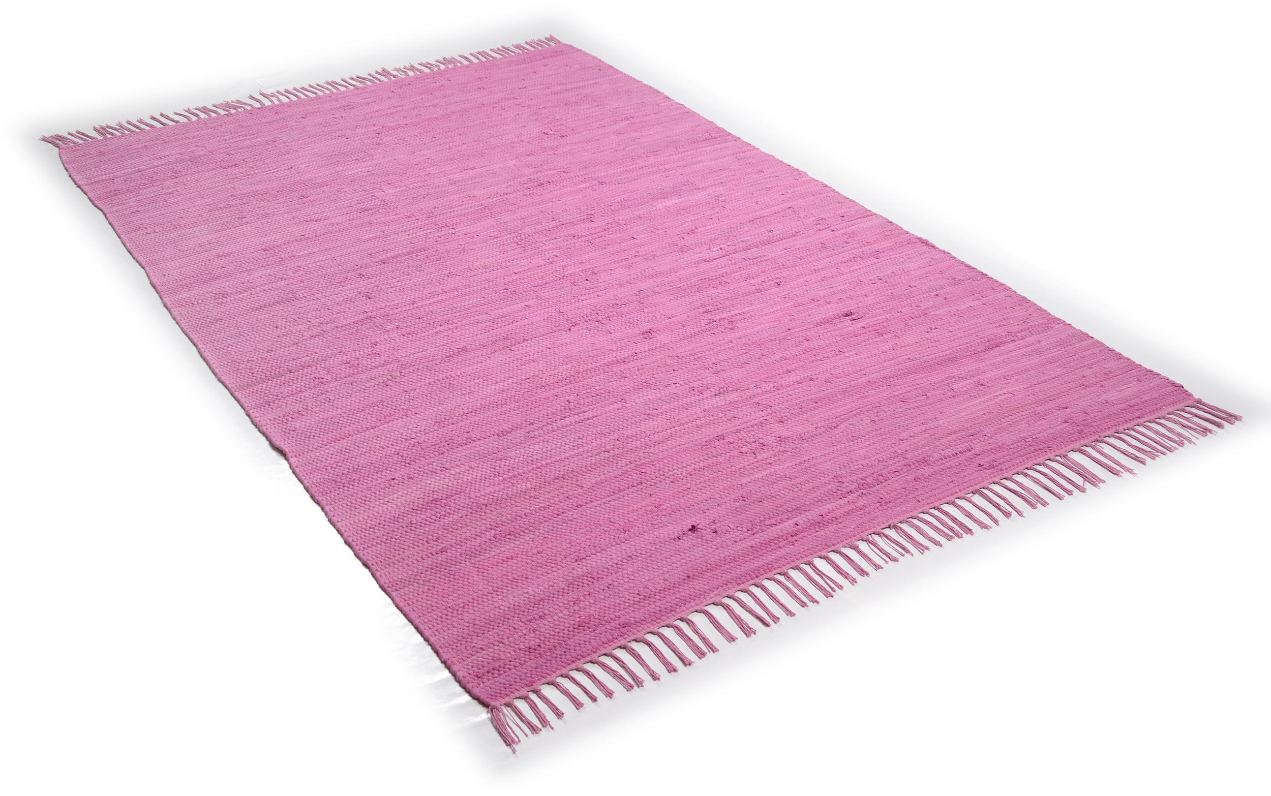 Schlafzimmer Teppich Happy Cotton Uni 260 Berry aus 100% Baumwolle, in der Farbe Berry | Homerugs - Detailsicht (6)