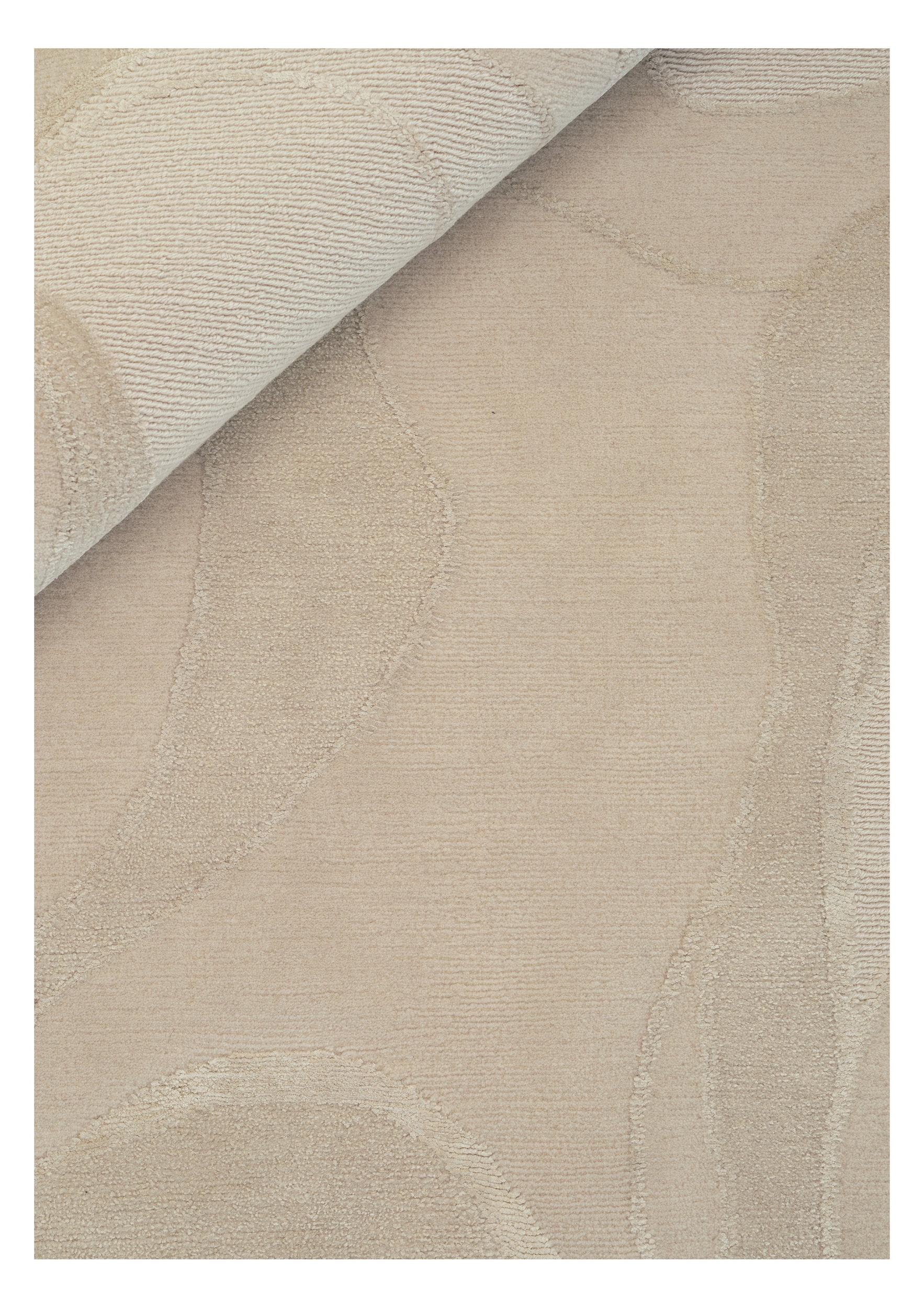 Living room rug Aquaverse Beige, Wool with cotton, in colour Beige | Homerugs - Room View