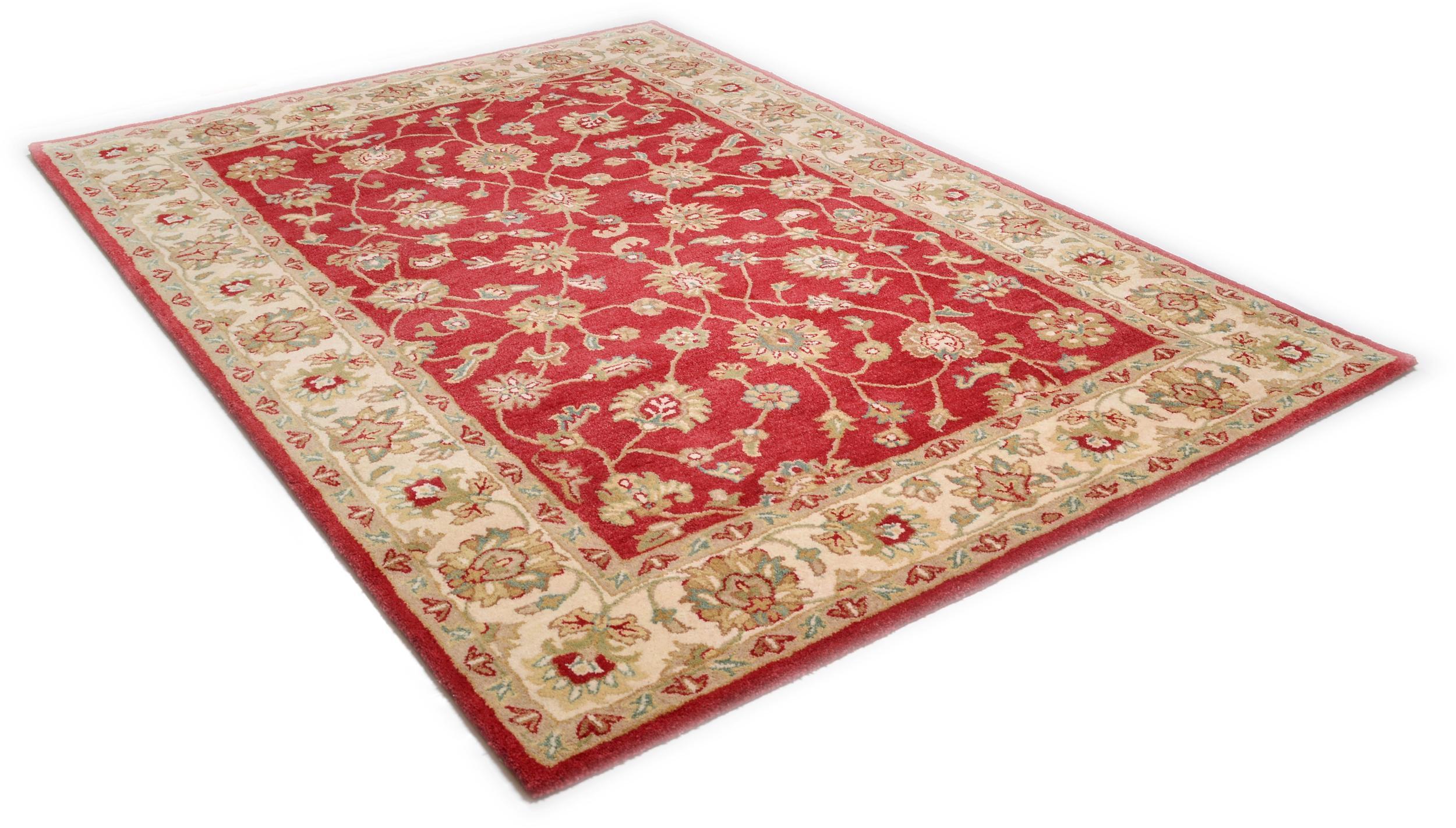 Schlafzimmer Teppich Royal Ziegler 503 562 Red/Cream aus 100% Schurwolle (IWS), in der Farbe Red/Cream | Homerugs - Detailsicht (4)