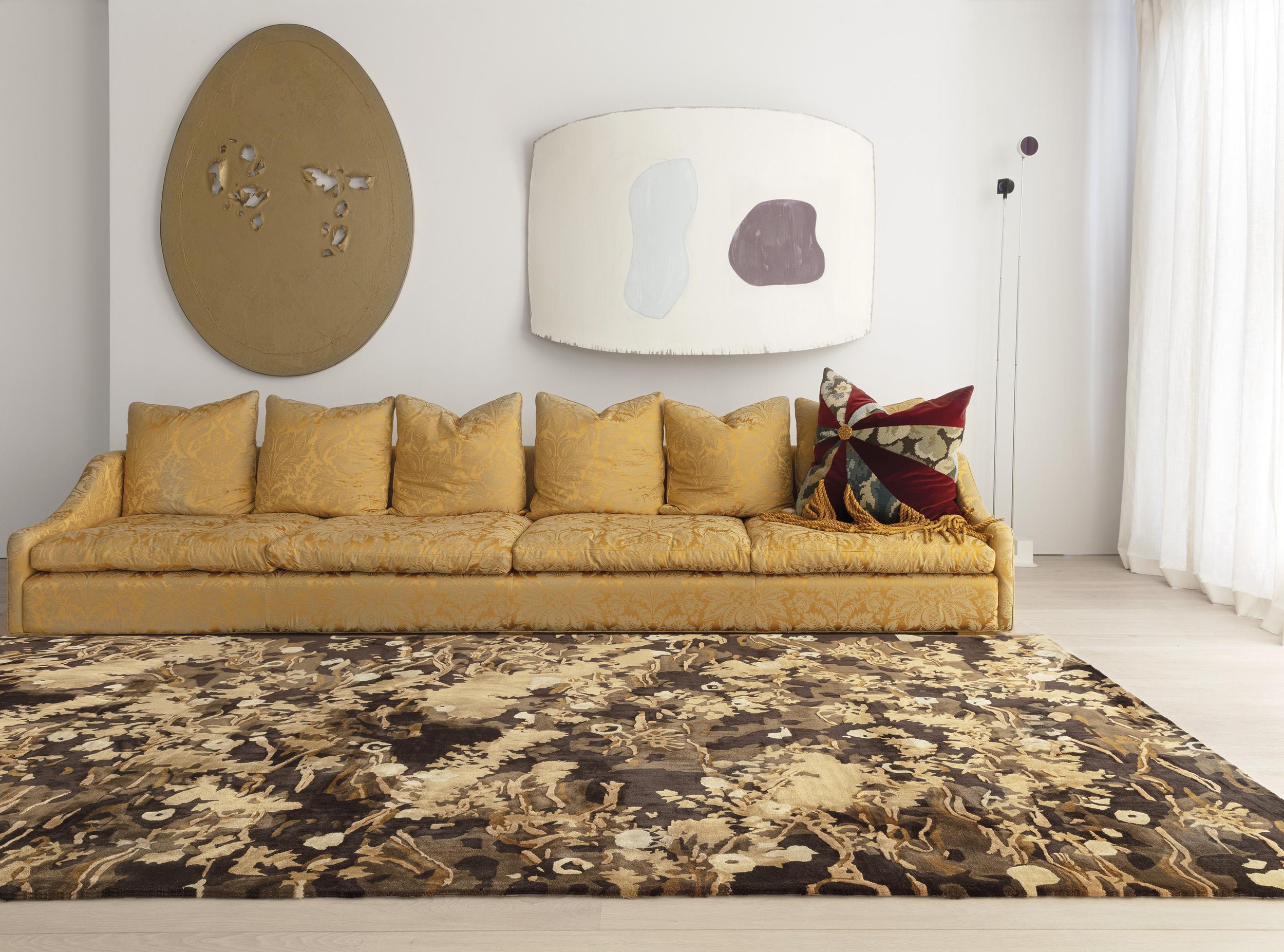 Wohnzimmer Teppich Sakura Onyx Gold aus 100% Meerseide, in der Farbe Onyx Gold | Homerugs - Detailsicht (3)