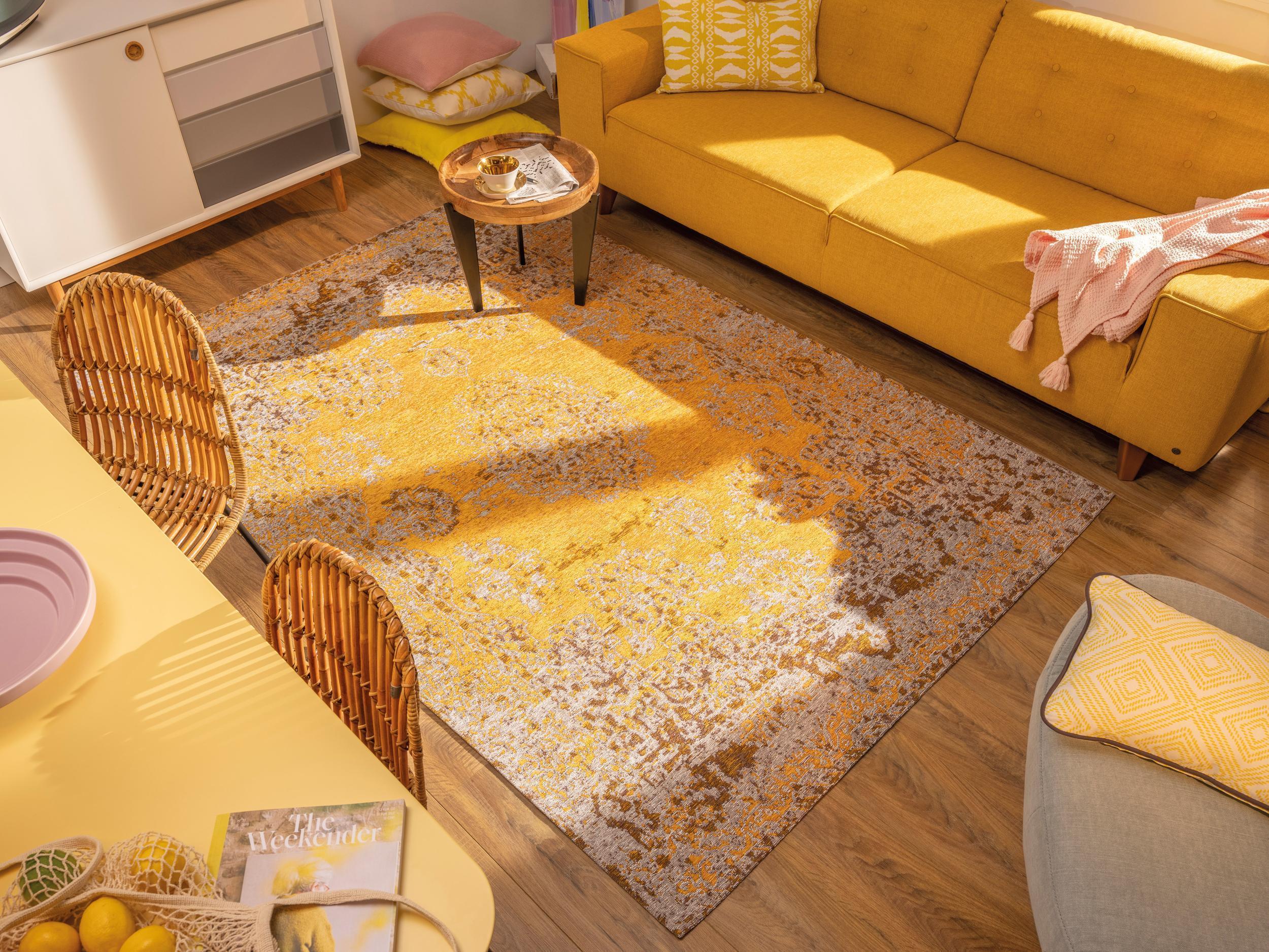 Wohnzimmer Teppich Funky Orient Kirman 870 Gold aus 80% Polyester, 20% Baumwolle, in der Farbe Gold | Homerugs - Detailsicht (6)