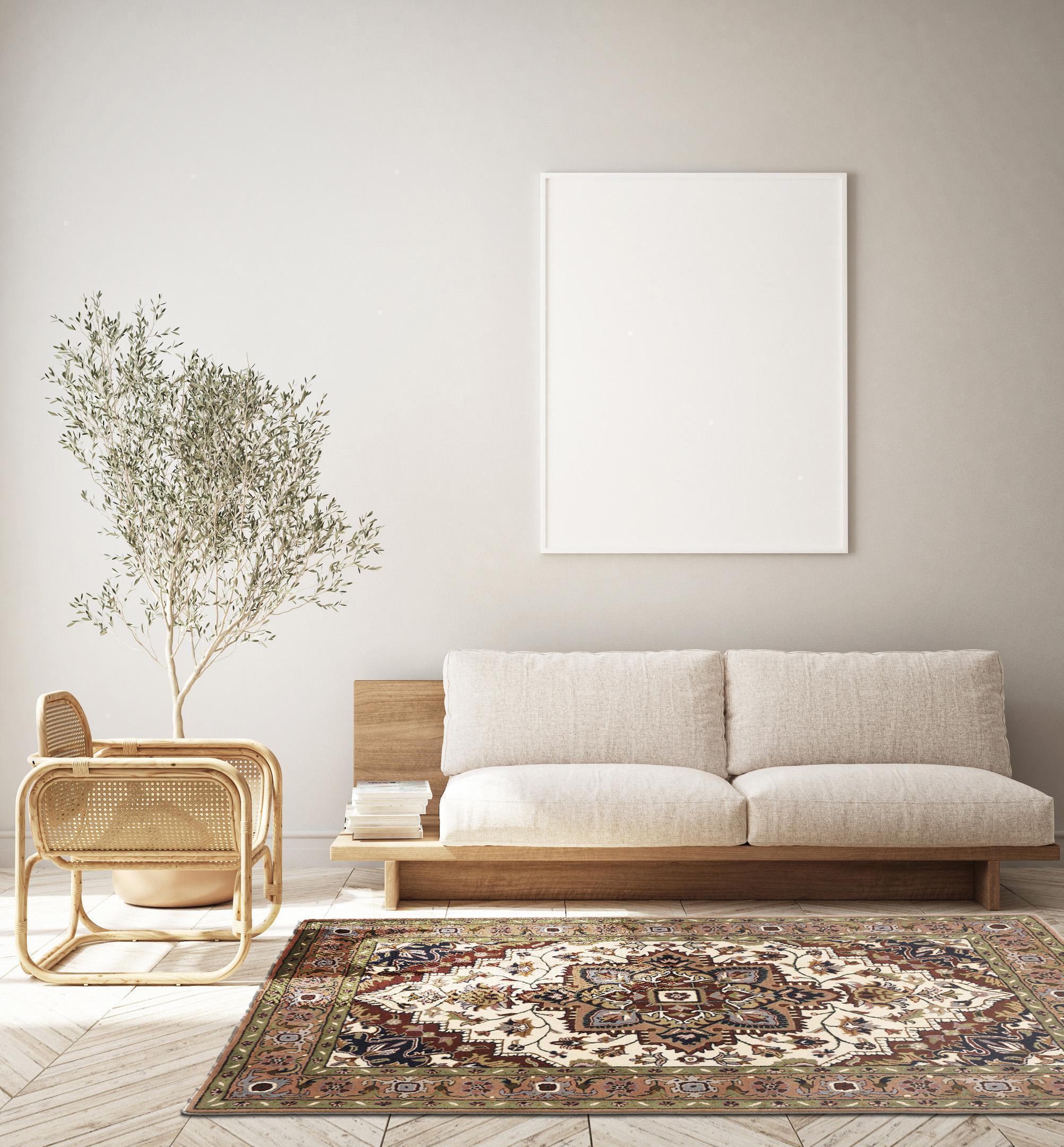 Wohnzimmer Teppich Royal Heriz Heriz 571 Cream/Brown aus 100% Schurwolle (IWS), in der Farbe Cream/Brown | Homerugs - Detailsicht (5)
