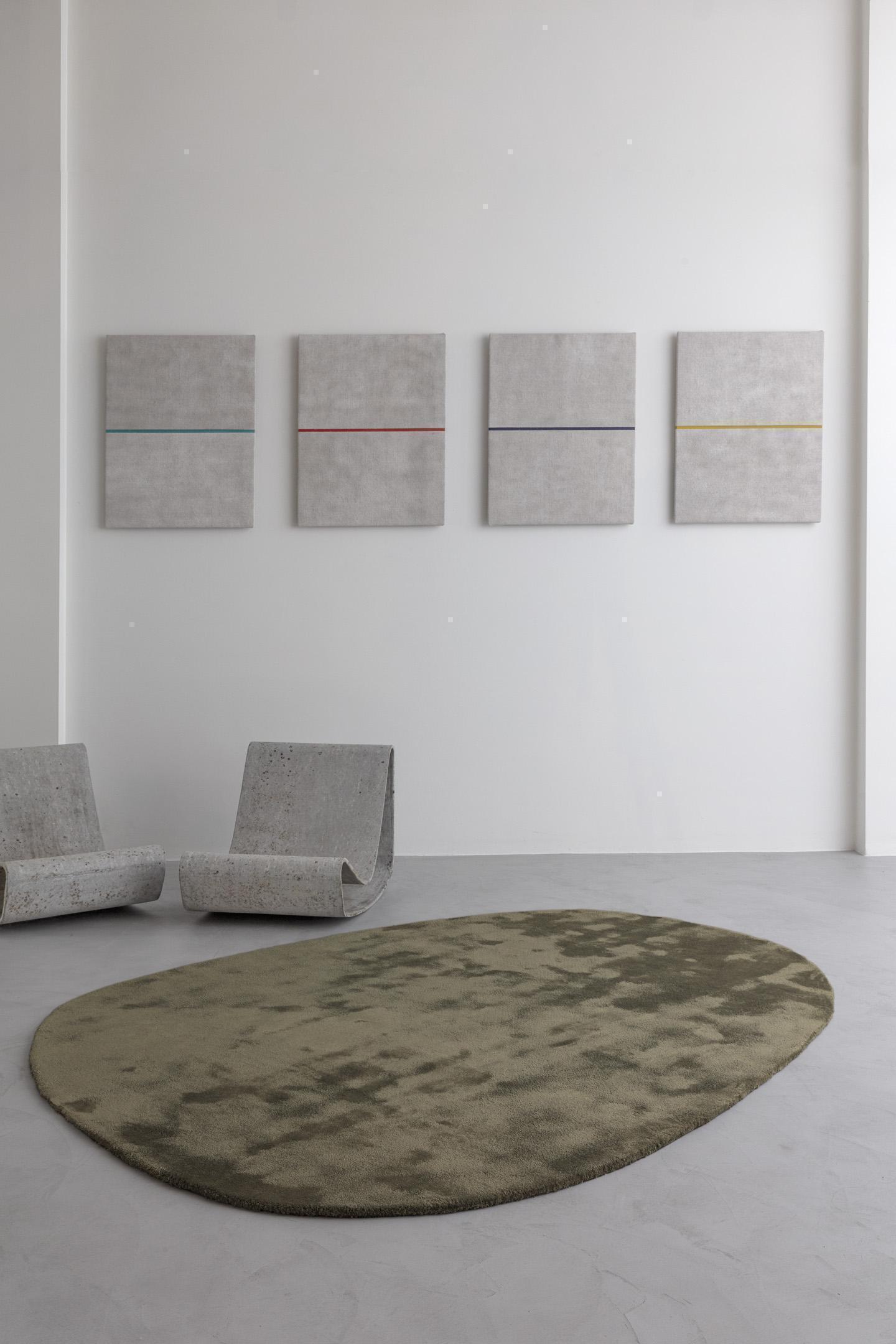 Wohnzimmer Teppich Astral Vetiver aus 100% Tencel, in der Farbe Vetiver | Homerugs - Draufsicht