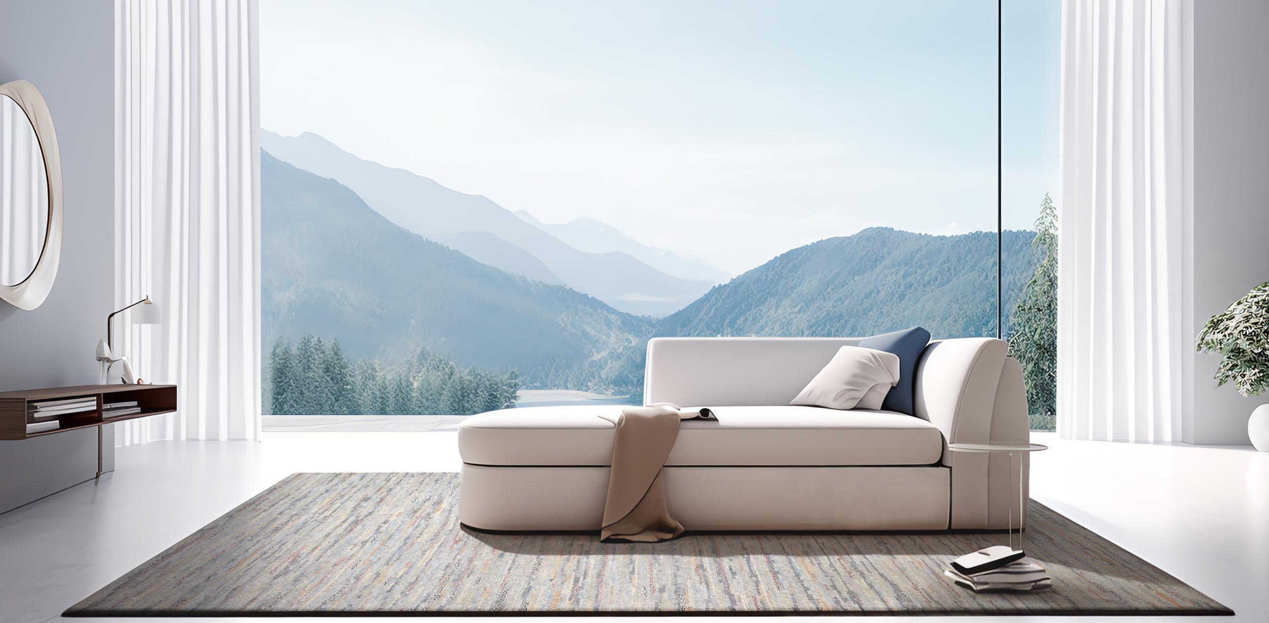 Schlafzimmer Teppich Nitra Himalaya Silber-Grau aus 100% Schurwolle, in der Farbe Silber-Grau | Homerugs - Draufsicht