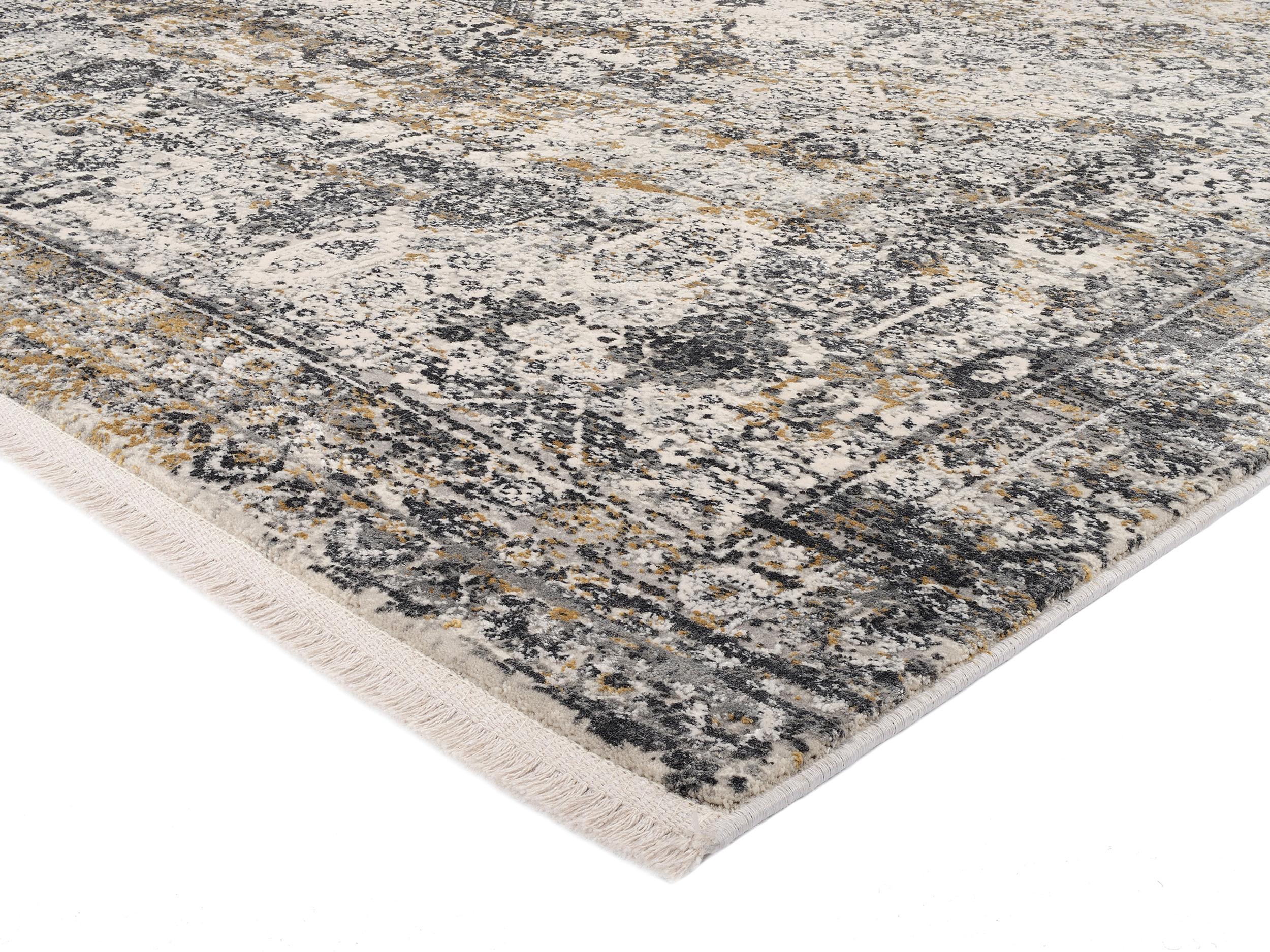 Schlafzimmer Teppich Impress 12 Grau-Gold aus 70% Viskose, 30% Polyacryl, in der Farbe Grau-Gold | Homerugs - Raumansicht