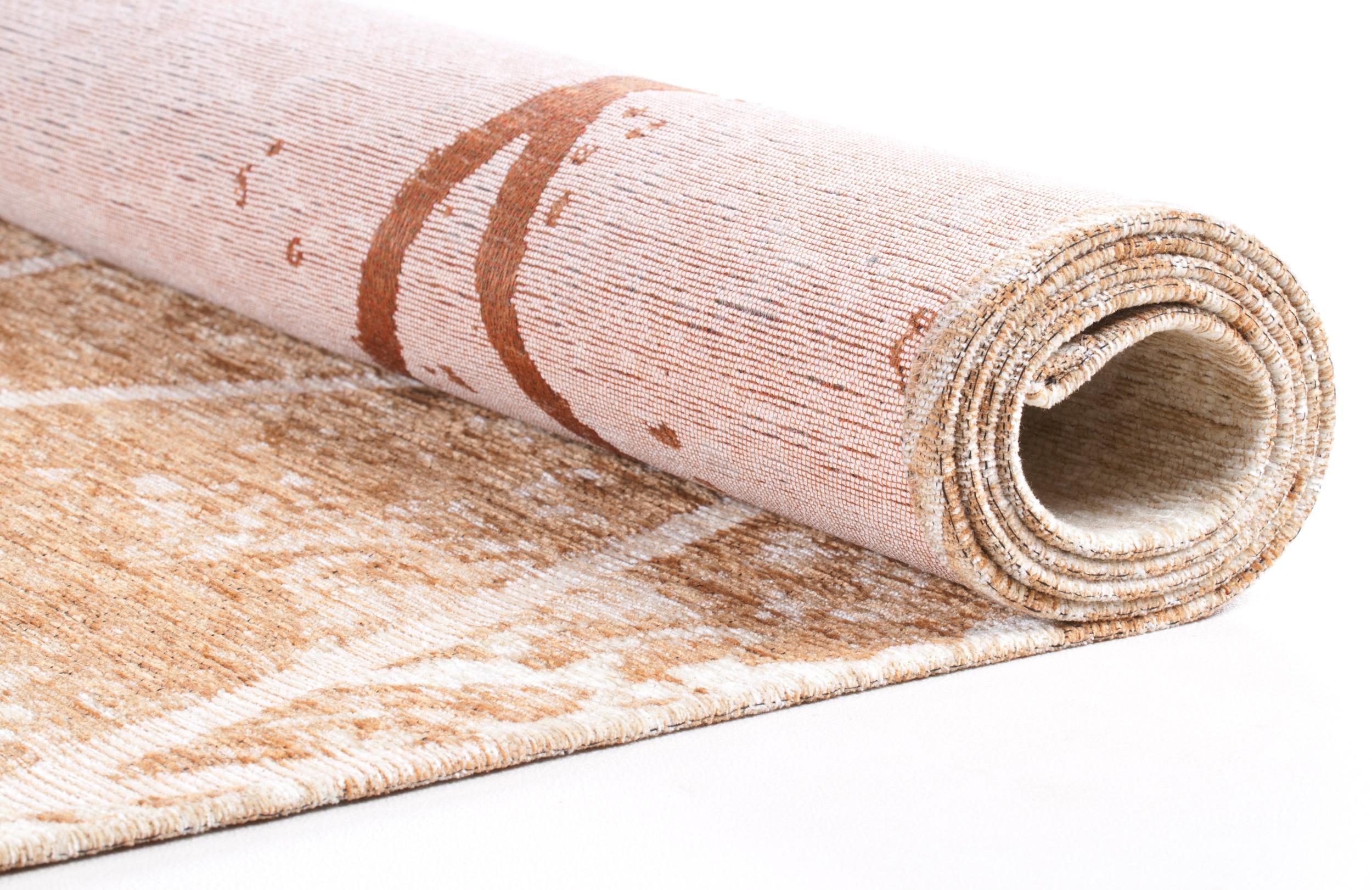 Schlafzimmer Teppich Fine Lines 870 Gold aus 36% Chenille acrylic, 34% Polyester, 30% Baumwolle, in der Farbe Gold | Homerugs - Detailsicht (3)