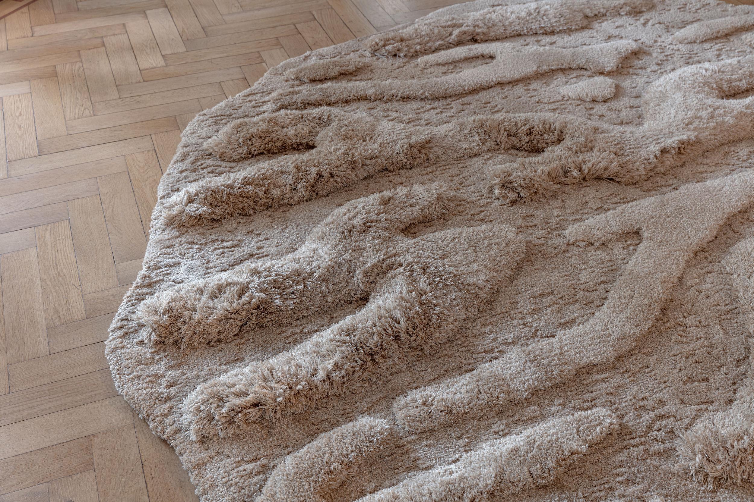 Wohnzimmer Teppich Cosmic Costa Ginger aus 56,4% Wolle, 25% Tencel, 18,6% Leinen, in der Farbe Ginger | Homerugs - Detailsicht (4)